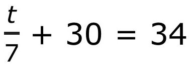  t/7 +30=34