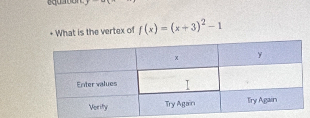 equation J 
What is the vertex of f(x)=(x+3)^2-1