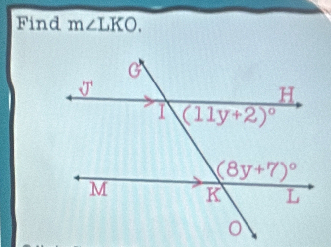 Find m∠ LKO.