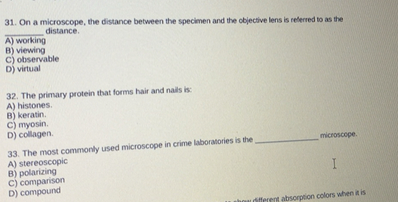 Solved: On a microscope, the distance between the specimen and the ...