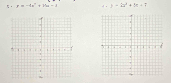 3· y=-4x^2+16x-5 4. y=2x^2+8x+7