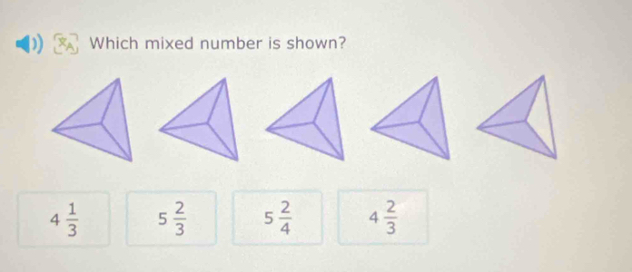 Which mixed number is shown?
4 1/3  5 2/3  5 2/4  4 2/3 