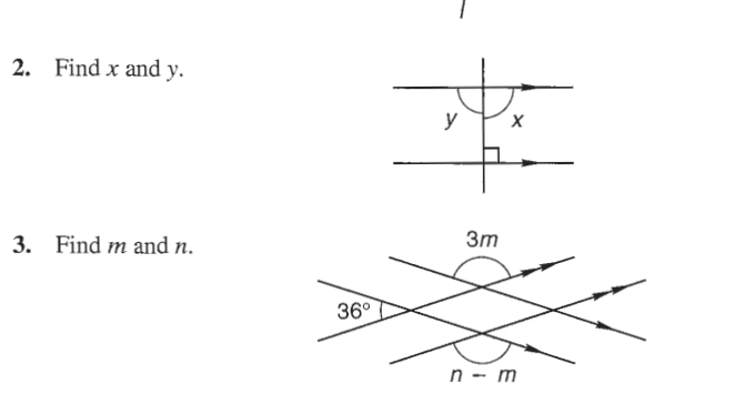 Find x and y.
y x
3. Find m and n.