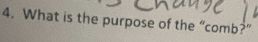 What is the purpose of the “comb?”