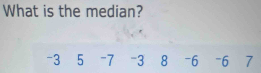 What is the median?
-3 5 -7 -3 8 -6 -6 7