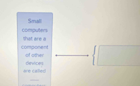 Small 
computers 
that are a 
component 
of other 
devices 
are called