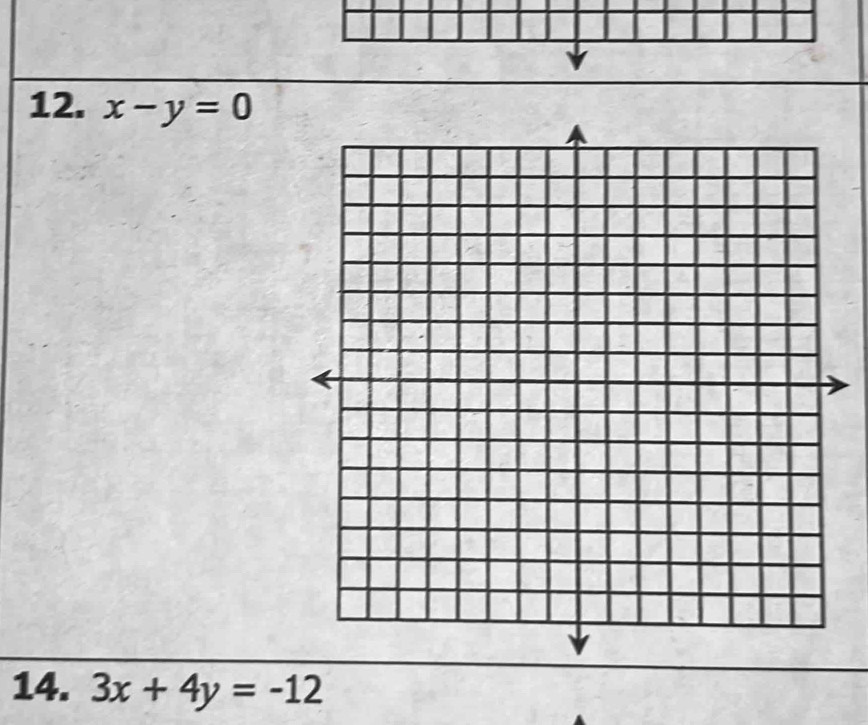 x-y=0
14. 3x+4y=-12