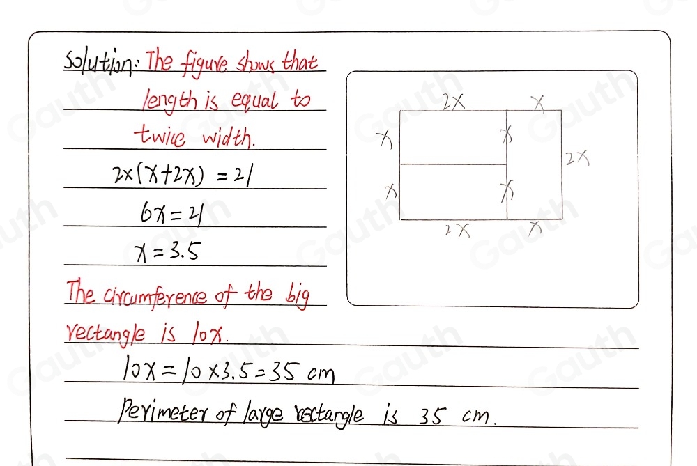 Solved: A large rectangle is made by joining three identical small ...