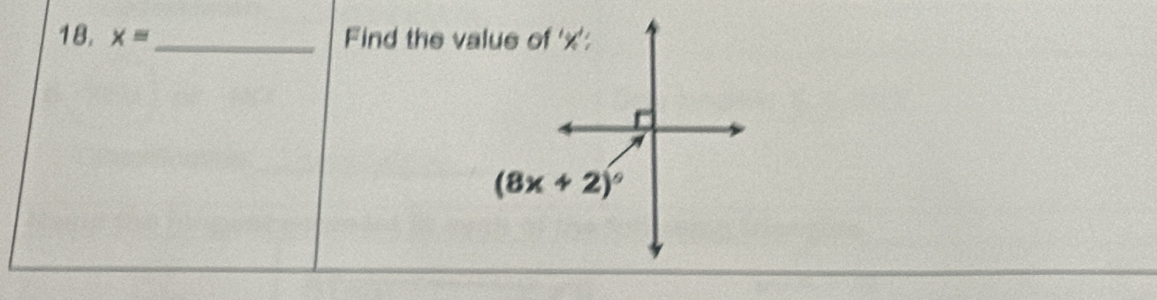 18, x= _ Find the value of 'x':