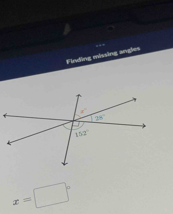 Finding missing angles
x=□°