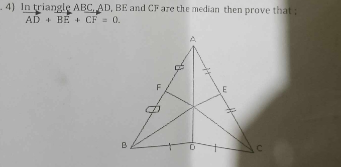 Solved: In triangle ABC, AD, BE and CF are the median then prove that ...