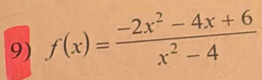 f(x)= (-2x^2-4x+6)/x^2-4 