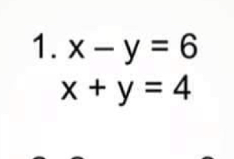 x-y=6
x+y=4