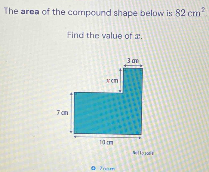 Solved: The area of the compound shape below is 82cm^2. Find the value ...