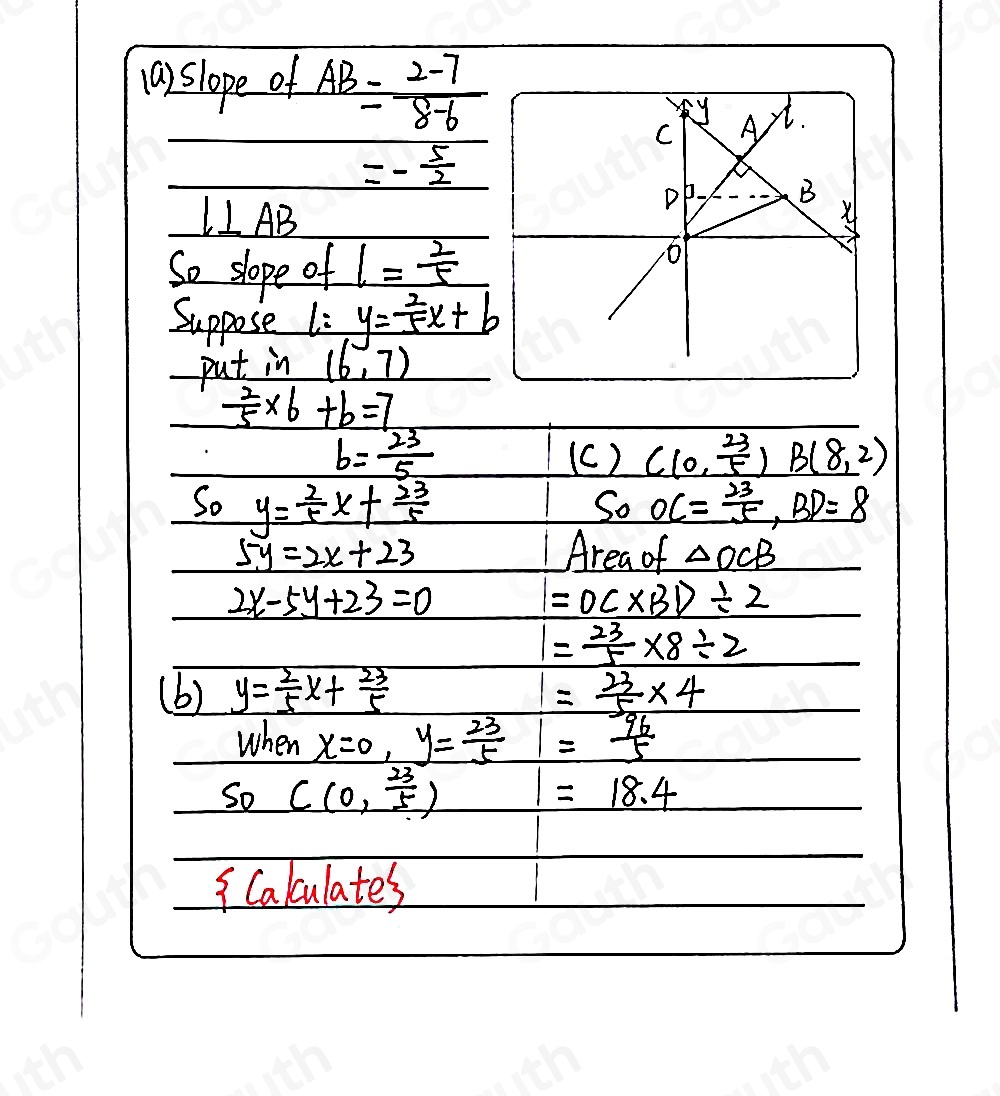 Solved: The points A and B have coordinates (6,7) and (8,2 ...