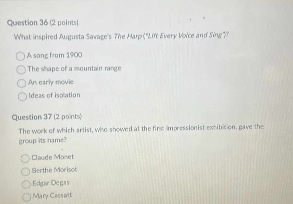 Solved: What inspired Augusta Savage's The Harp (“Lift Every Voice and ...