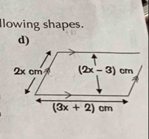 Ilowing shapes.
d)