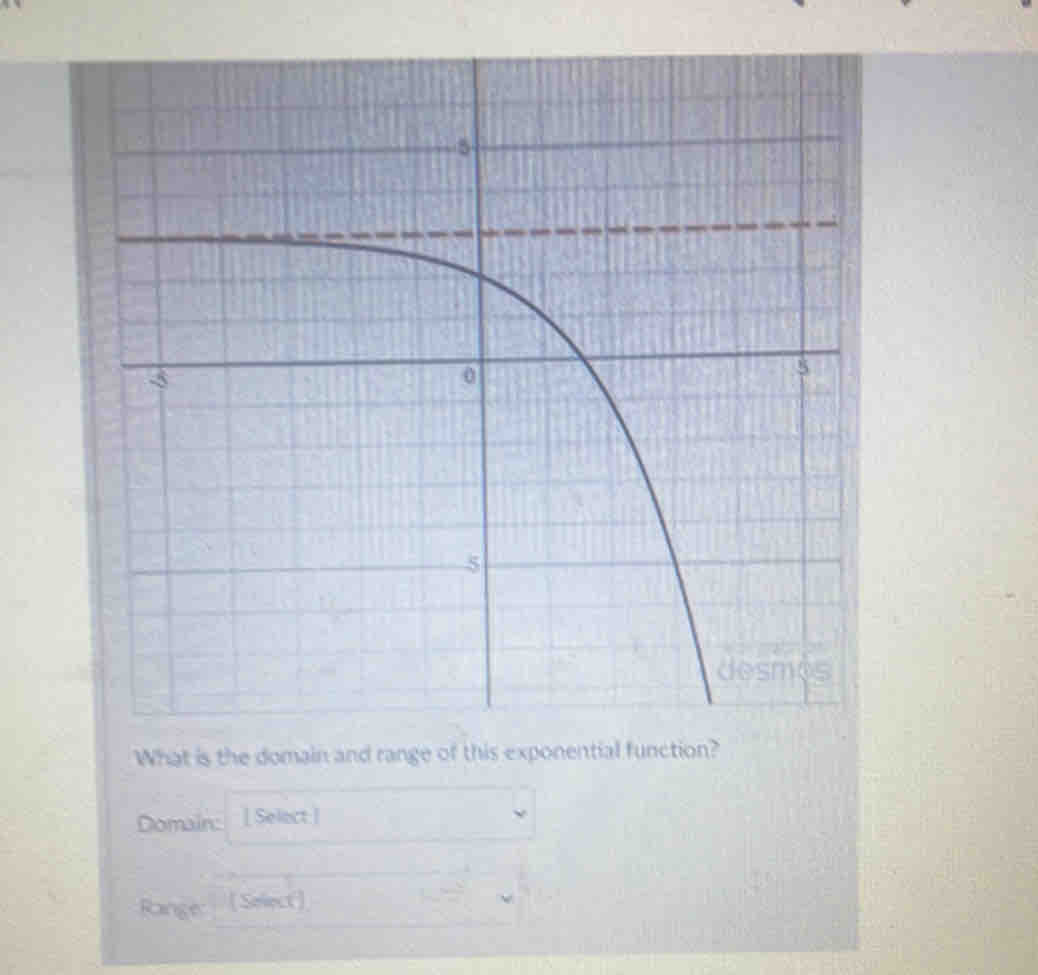 What is the domai 
Domain: | Select | 
Range: [Select]