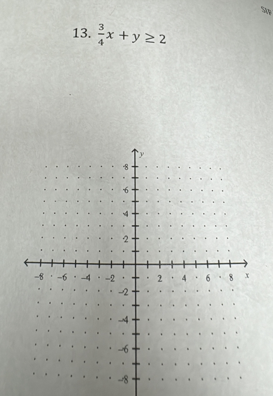 SIF 
13.  3/4 x+y≥ 2