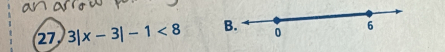 27 3|x-3|-1<8</tex> B