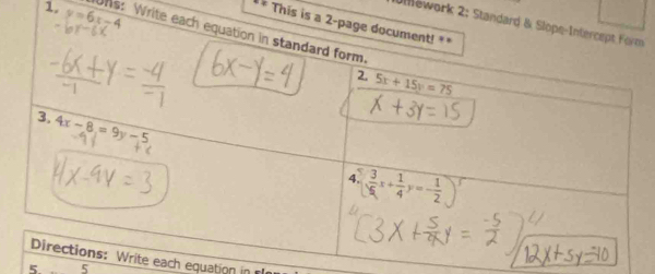 Ulllework 2: S
This i
1,  Ohs: Writ
e each equation in
5. 5