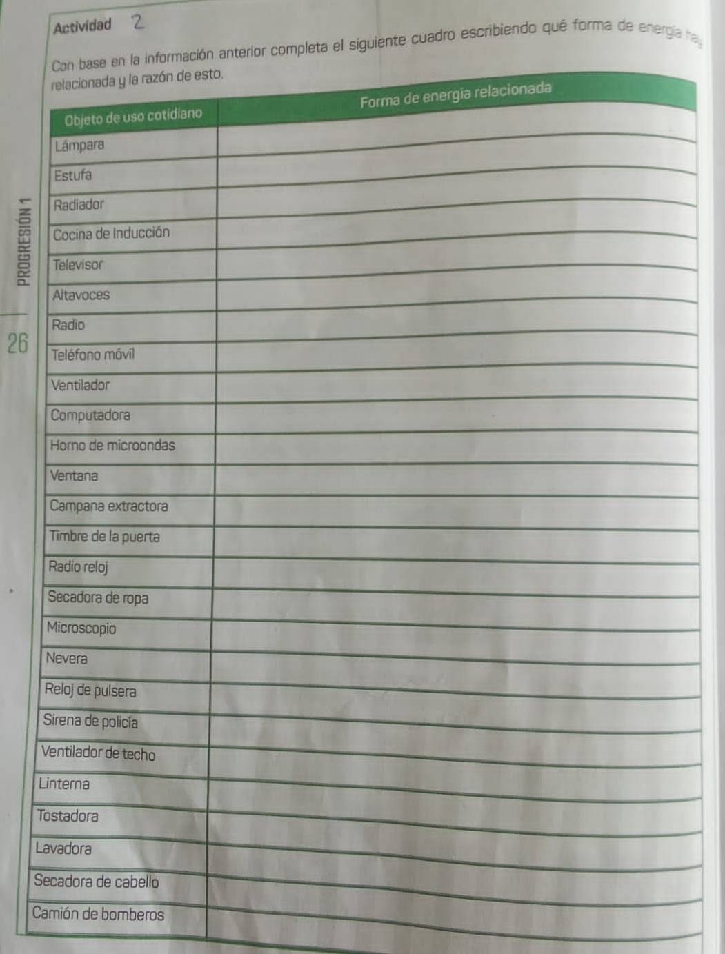 Actividad 2 
leta el siguiente cuadro escribiendo qué forma de energía hay 
26 
N 
R 
S 
V 
Li 
T 
La 
Se 
Camión de bomberos