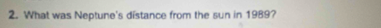 What was Neptune's distance from the sun in 1989?