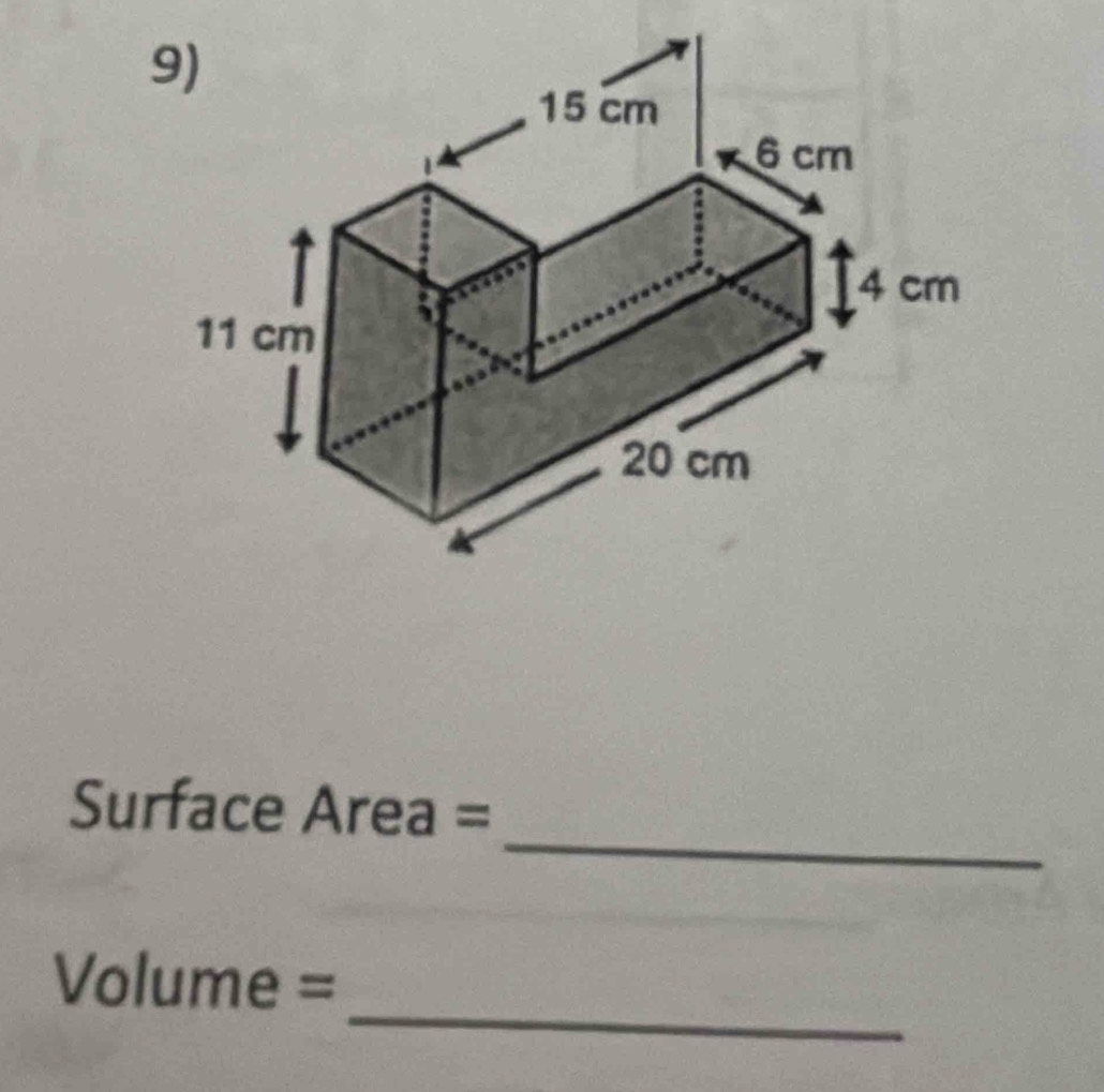 Surface Area =
_
Volume =