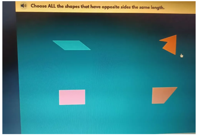 Choose ALL the shapes that have opposite sides the same length. 
1.