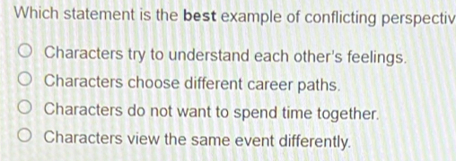 Solved: Which statement is the best example of conflicting perspectiv ...
