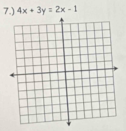 7.) 4x+3y=2x-1