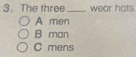 The three_ wear hats
A men
B man
C mens