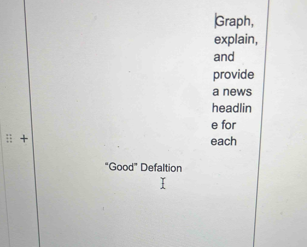 Solved: Graph, explain, and provide a news headlin e for :: + each ...