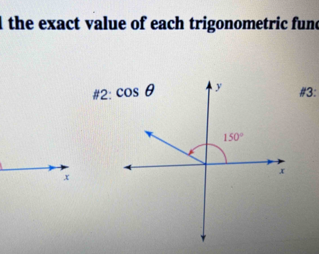 the exact value of each trigonometric fund
#2: #3:
x