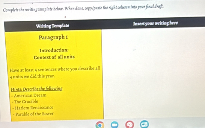 Solved: Complete the writing template below. When done, copy/paste the ...