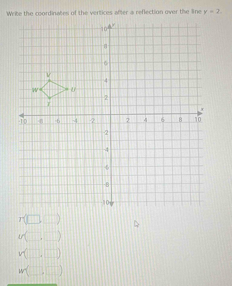 y=2.
T'(□ ,□ )
U'(□ ,□ )
V'(□ ,□ )
W'(□ ,□ )