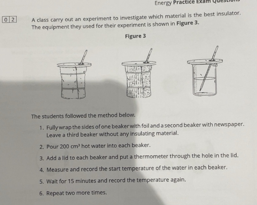 Solved: Energy Practice Exam Questi 0 2 A class carry out an experiment ...
