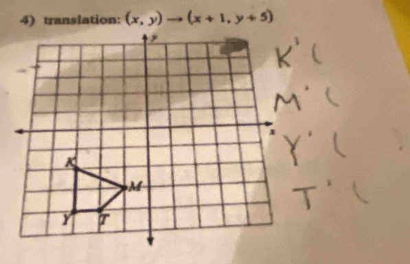 translation: (x,y)to (x+1,y+5)