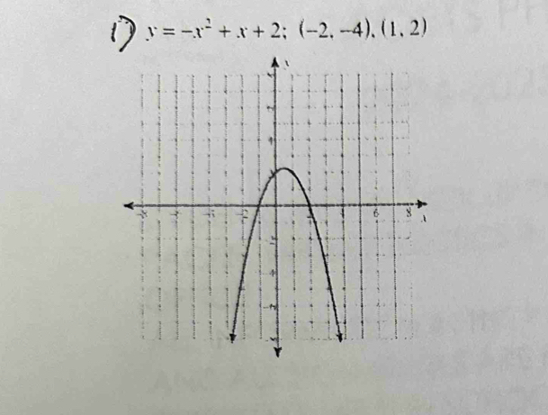 y=-x^2+x+2;(-2,-4),(1,2)