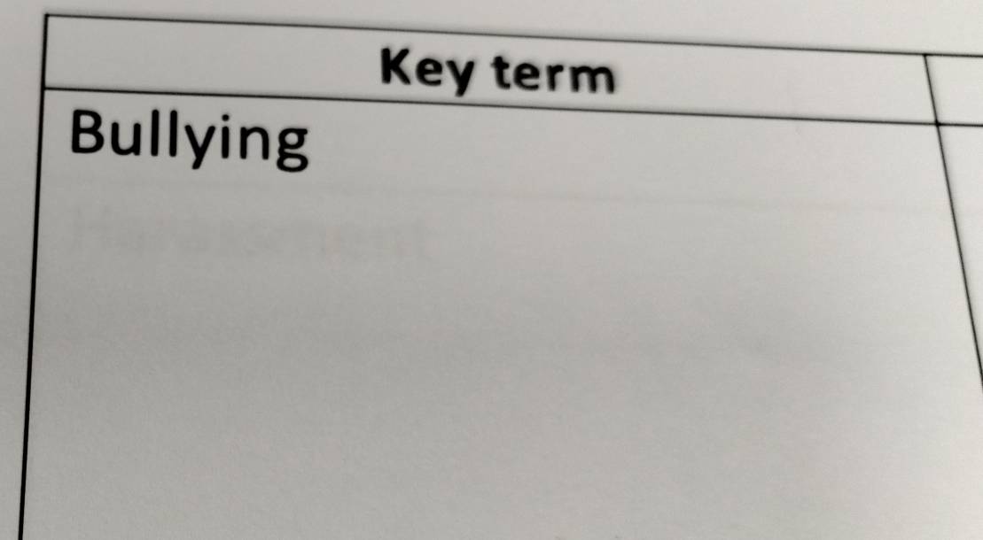 Key term 
Bullying