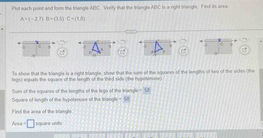 Solved: Plot each point and form the triangle ABC. Verify that the ...
