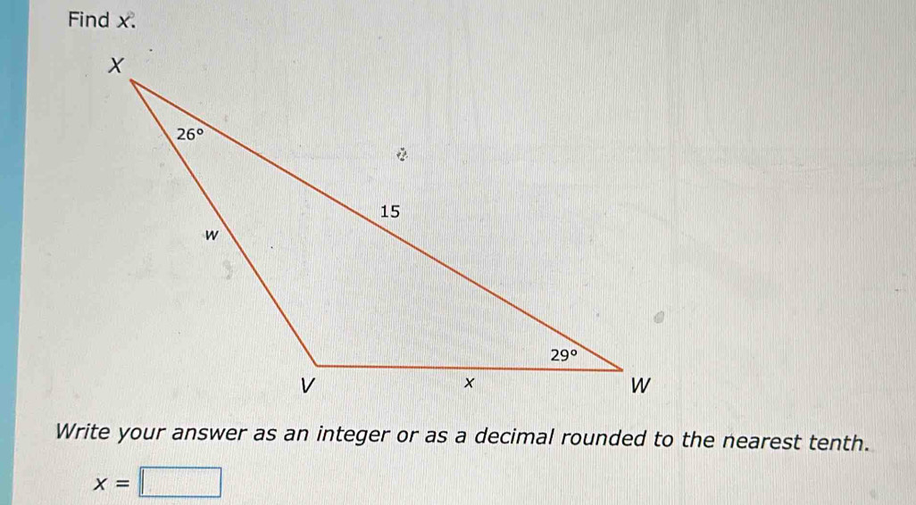 Find x.
Write your answer as an integer or as a decimal rounded to the nearest tenth.
x=□
1.4  □ /□  