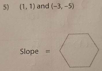 (1,1) and (-3,-5)
Slope =