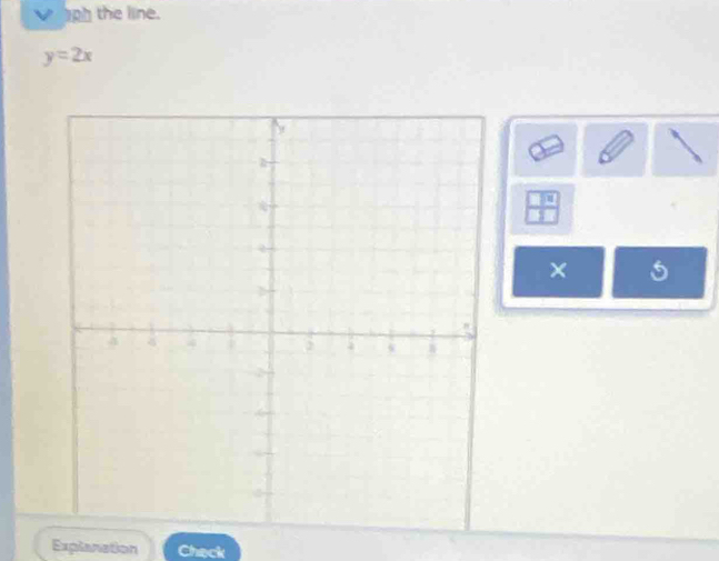 √p the line.
y=2x
× 5 
Explanation Chack