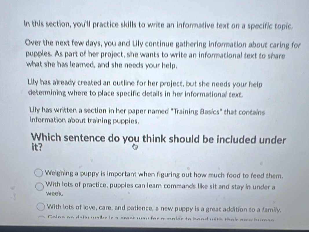 Solved: In this section, you'll practice skills to write an informative ...