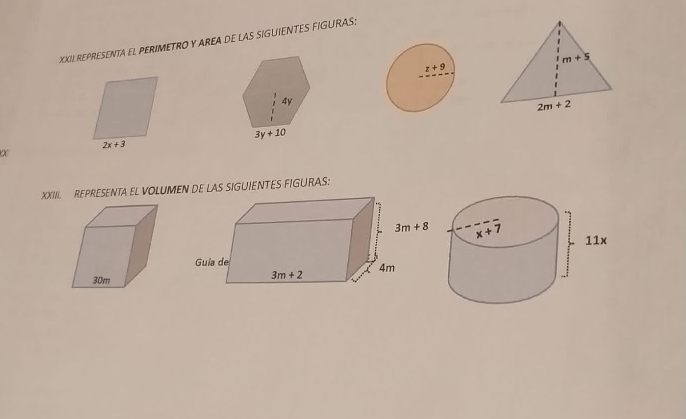 Resuelto:REPRESENTA EL PERIMETRO Y AREA DE LAS SIGUIENTES FIGURAS: m+5 ...