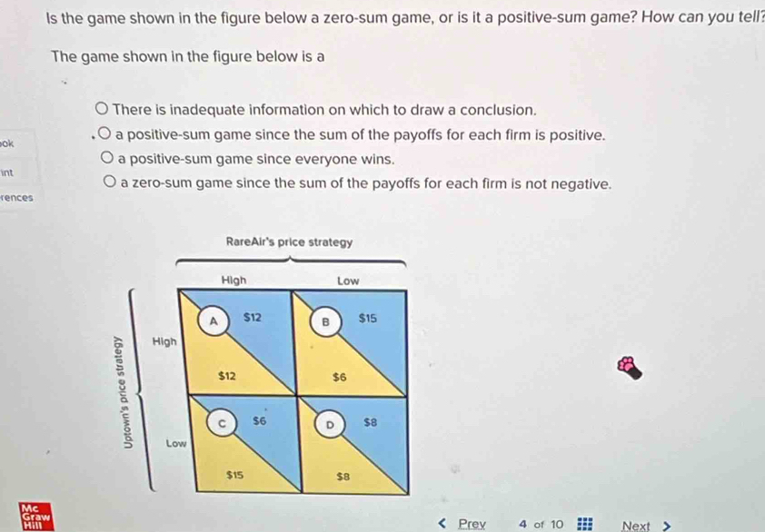 Solved: Is the game shown in the figure below a zero-sum game, or is it ...