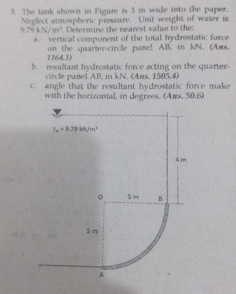 Solved: The tank shown in Figure is 3 m wide into the paper. Neglect ...