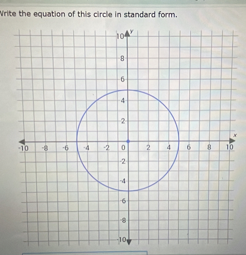 Vrite the equation of this circle in standard form.
x