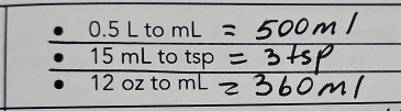 0.5LtomL
15mLto tsp
12 oz to mL